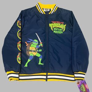 Teenage Mutant Ninja Turtles Bomber Jacket 10-12 Blue Full Zip Pickets NEW
